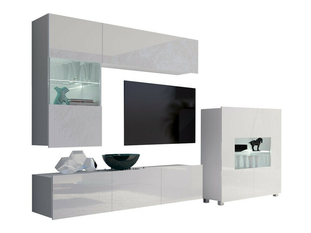 Living room set Remus III (White + Glossy white)