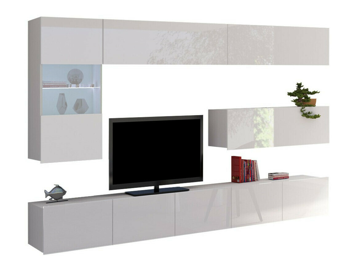 Living room set Remus IV (White + Glossy white)