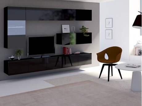 Living room set Tivdalu 108 (Black + Glossy black)
