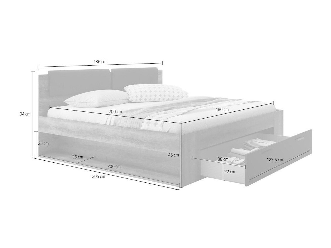 Bed Levruvu 106 (Monastery oak + Glossy black)