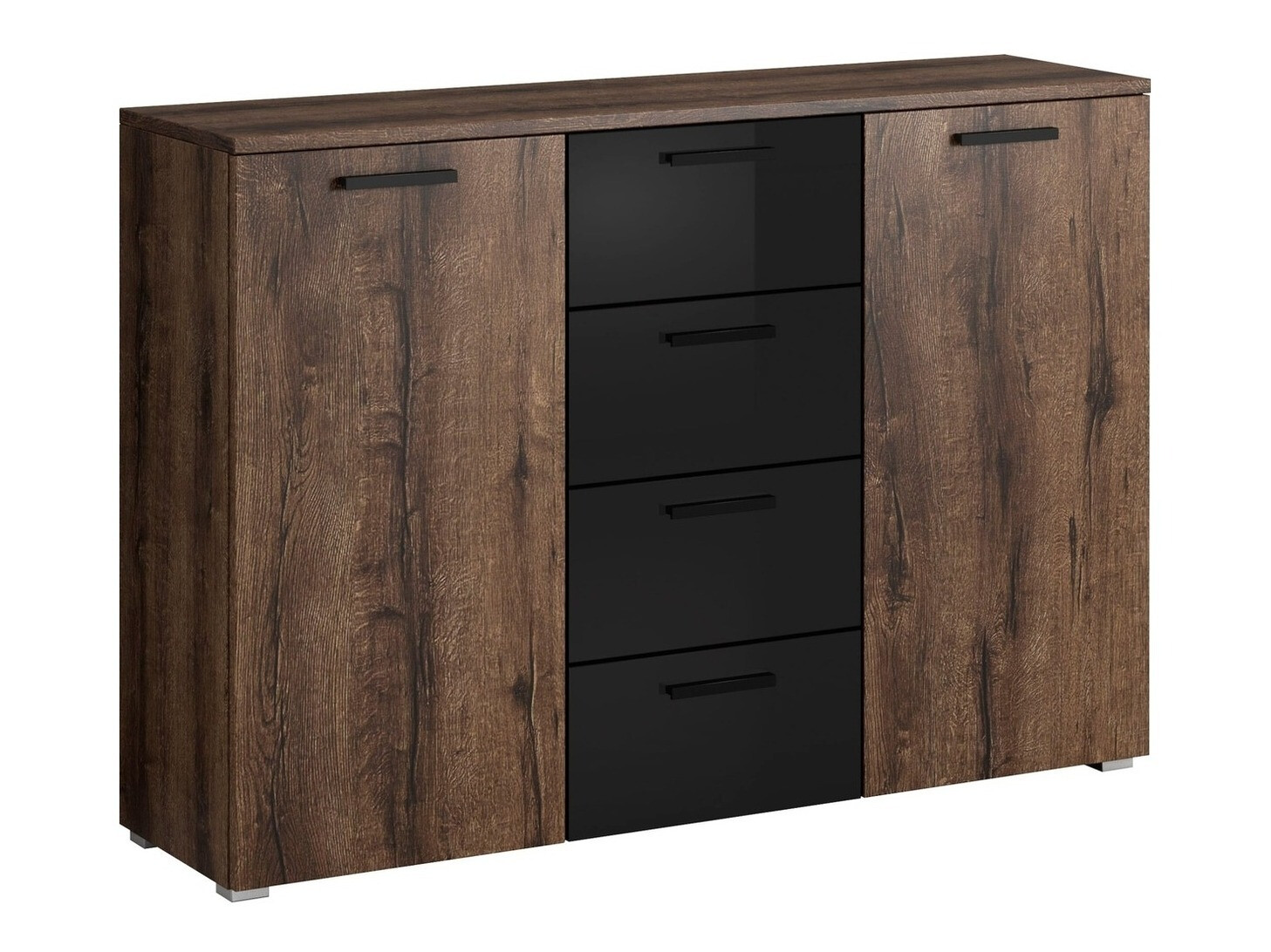Chest of drawers Levruvu 108 (Monastery oak + Black)