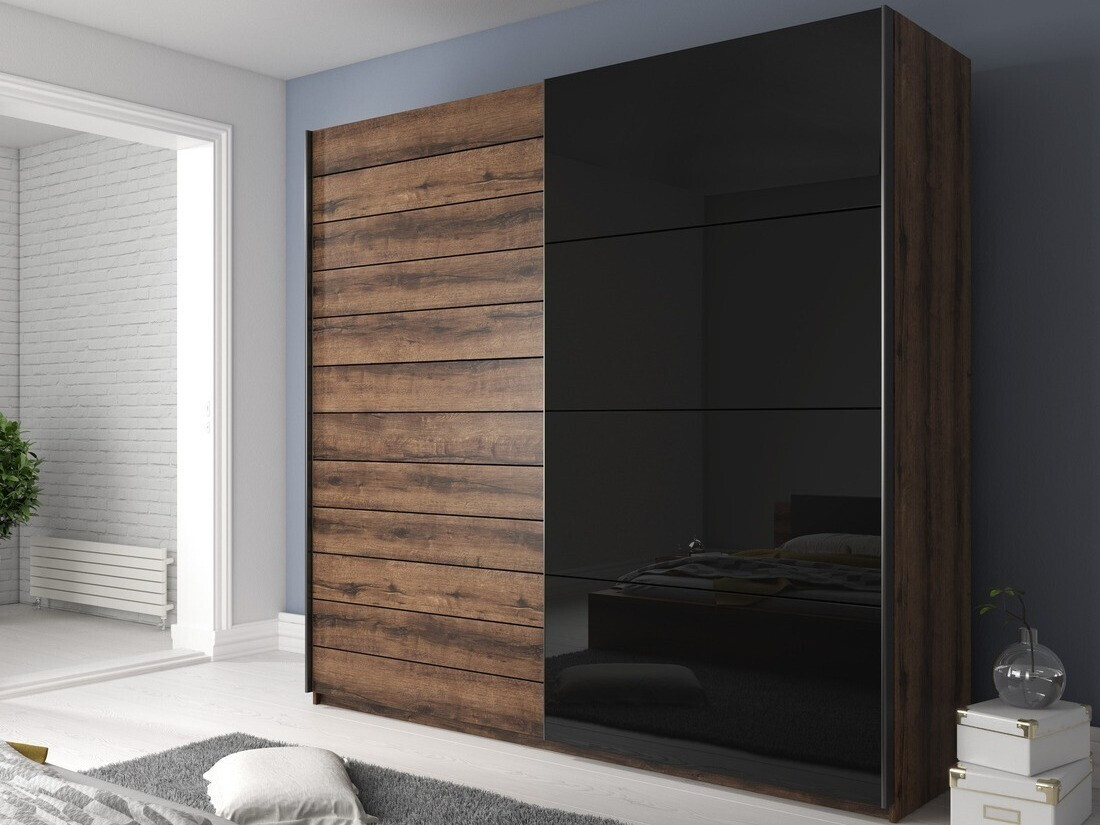 Wardrobe Levruvu 105 (Monastery oak + Black)