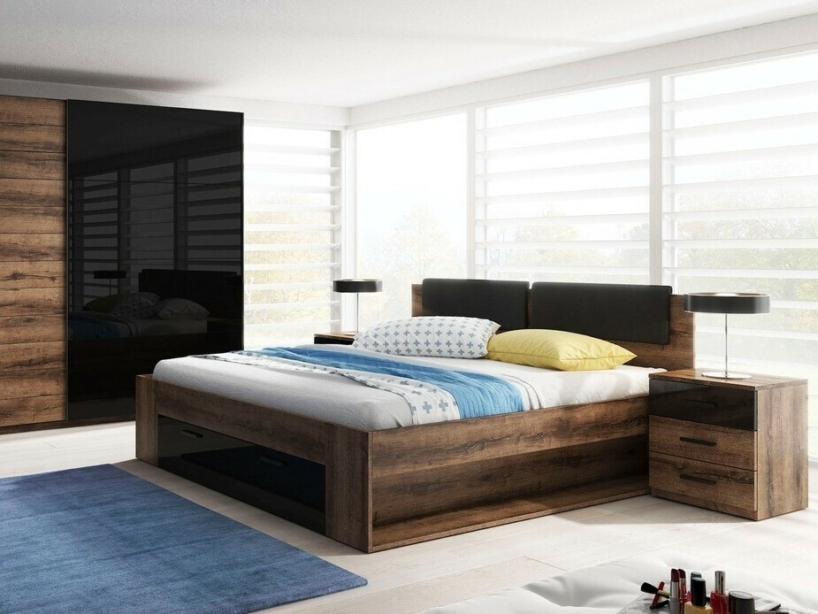 Bed Levruvu 106 (Monastery oak + Glossy black)