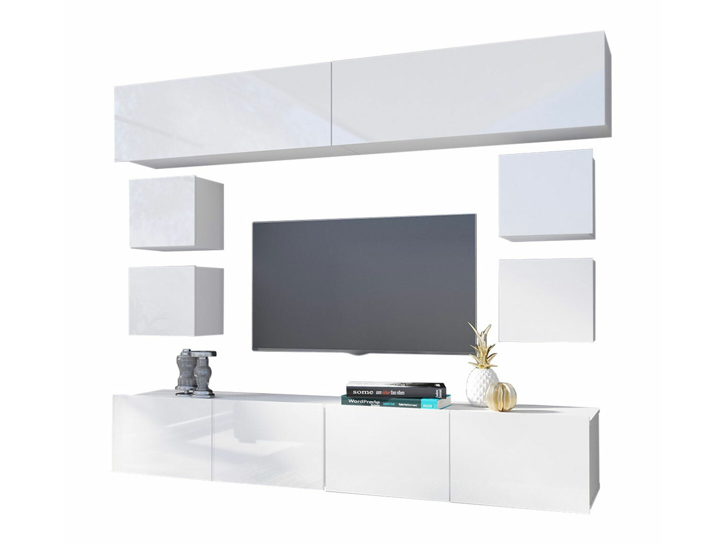 Living room set Remus XVI (White + Glossy white)