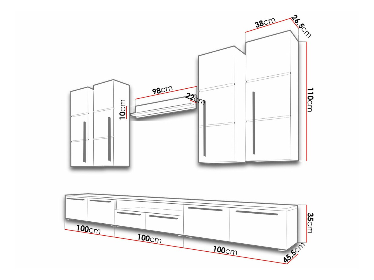 Living room set Flos (White + Glossy white)
