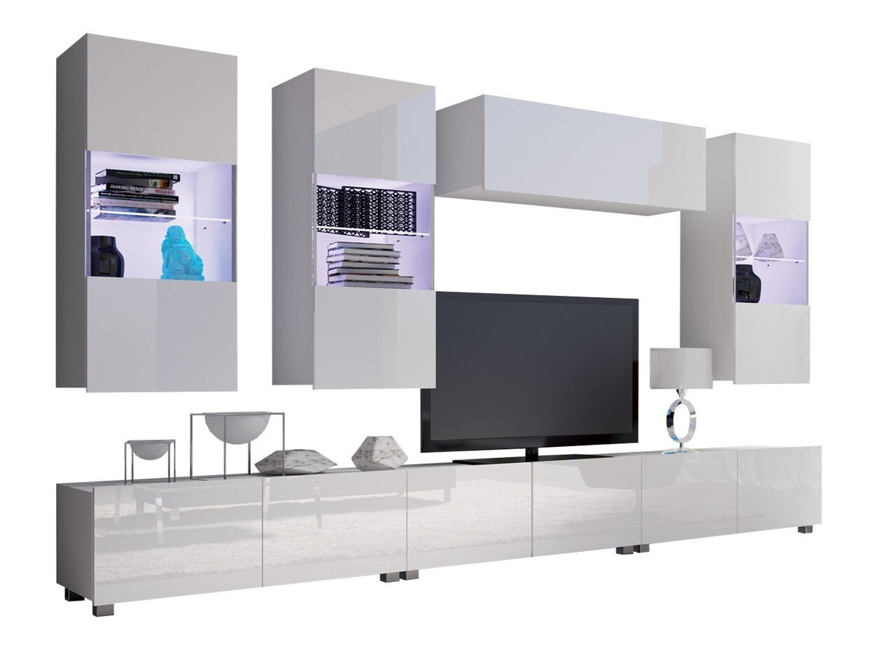 Living room set Remus XI (White + Glossy white)