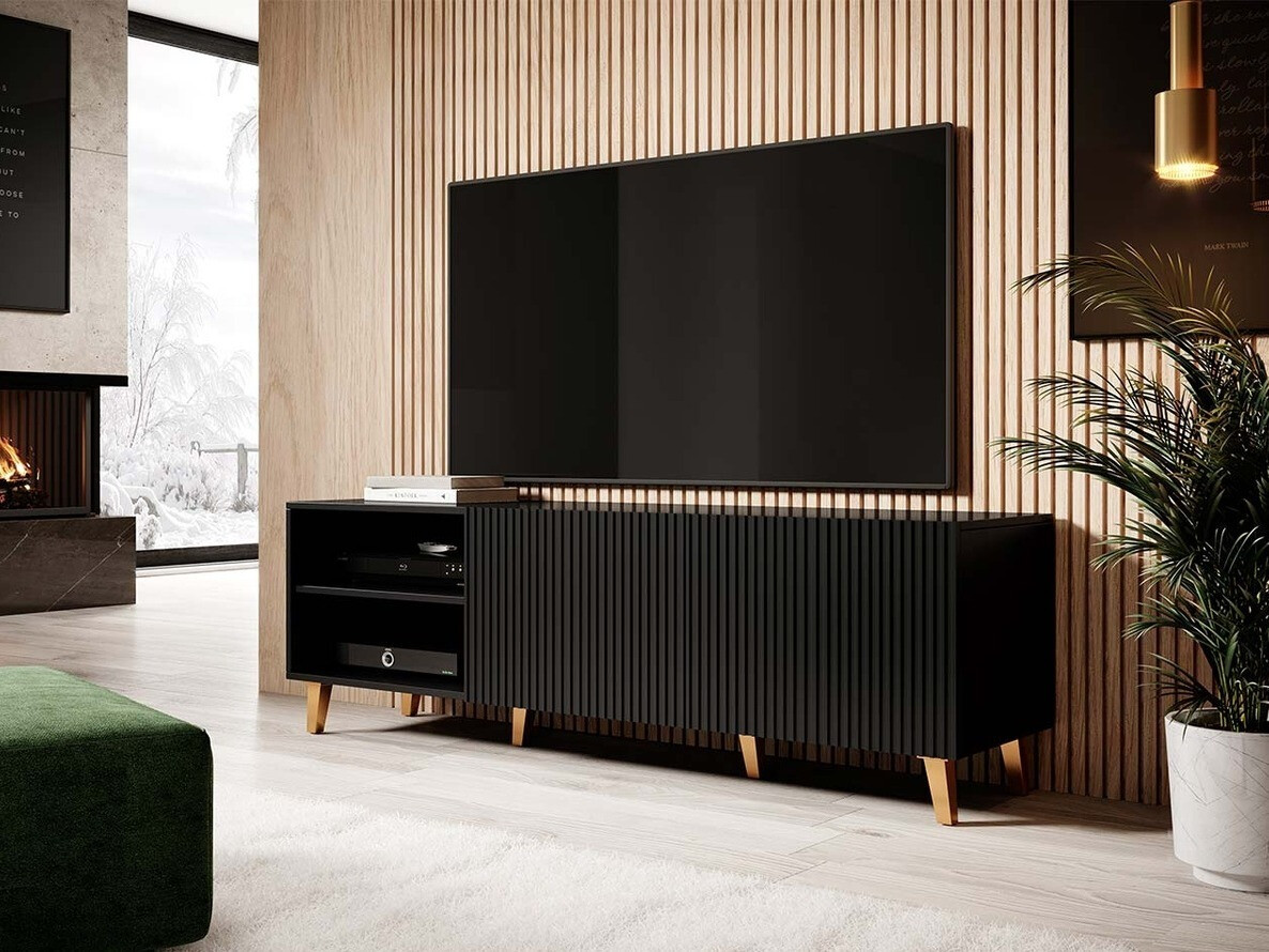 TV stand Dicto (Black + Golden)