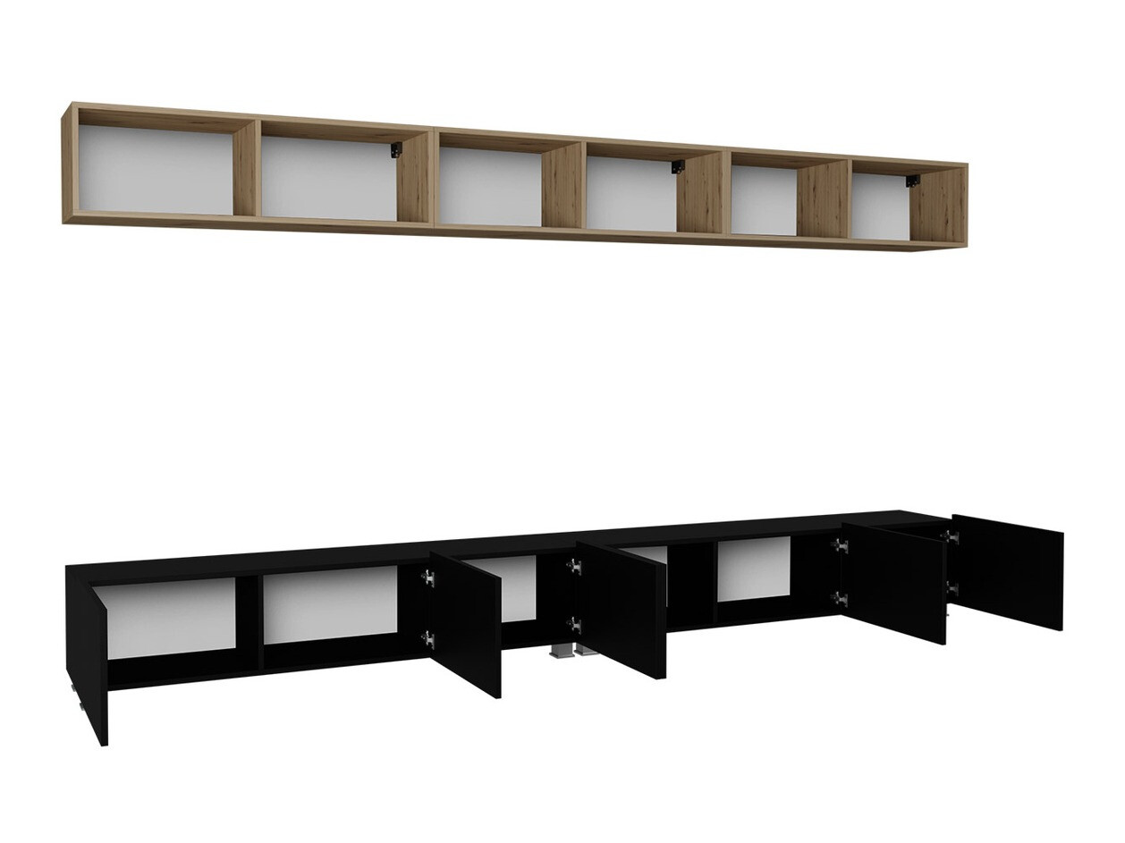 Living room set Remus XXXIII (White + Glossy white + Golden oak)