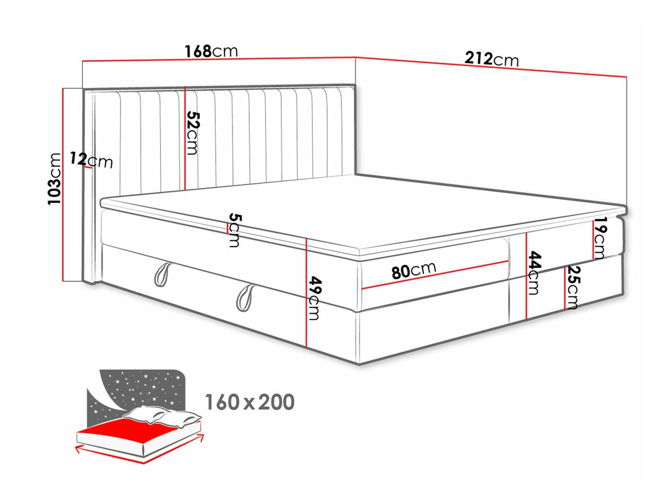 Continental bed ComfiDream Odelra (Golden oak + Soro 21)
