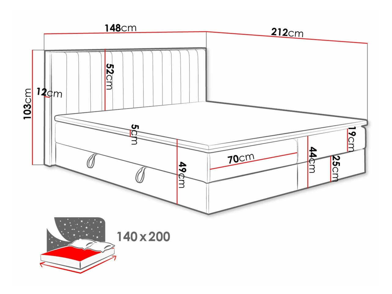 Continental bed ComfiDream Odelra (Golden oak + Soro 90)
