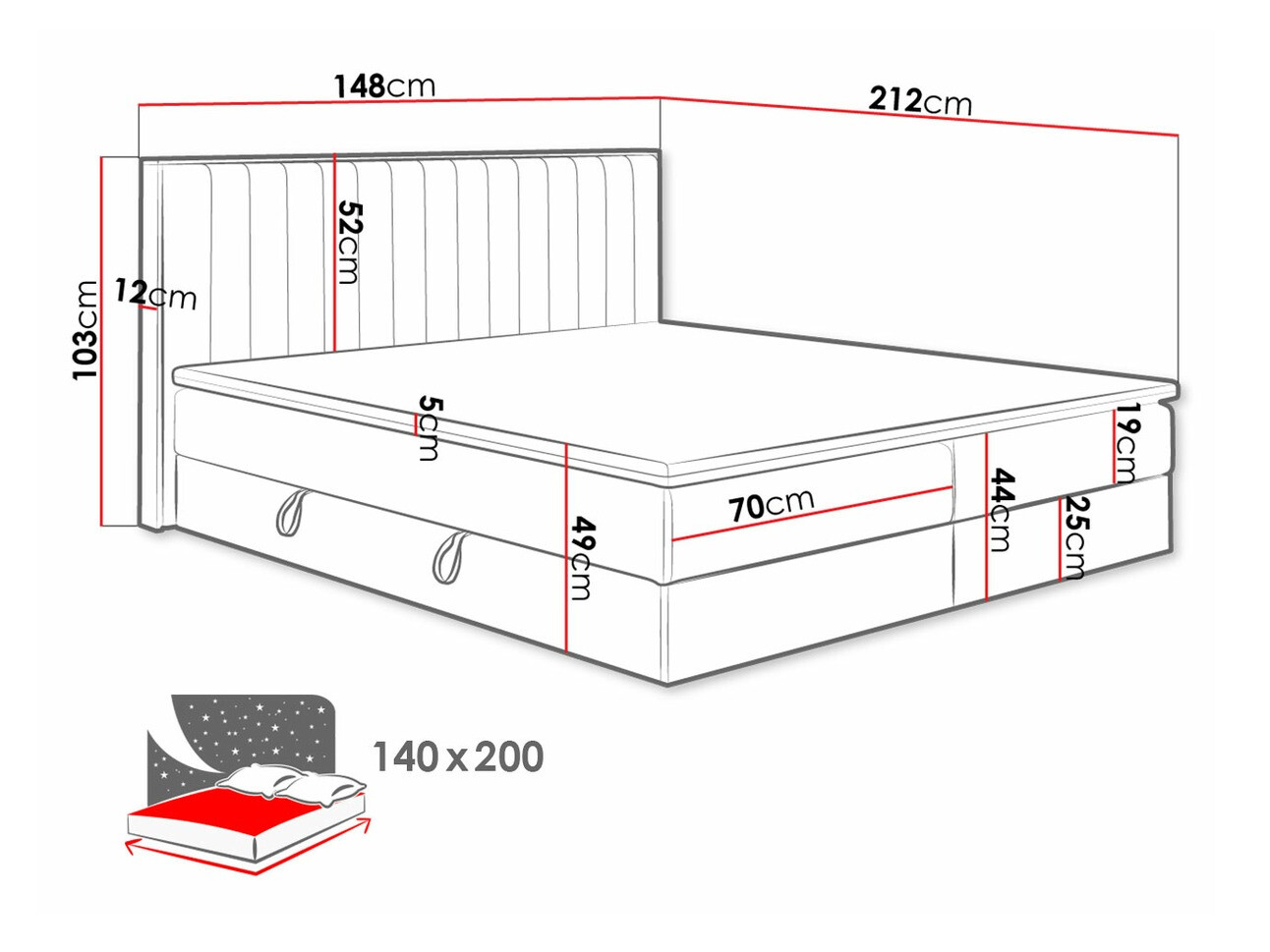Continental bed ComfiDream Odelra (Soro 100)