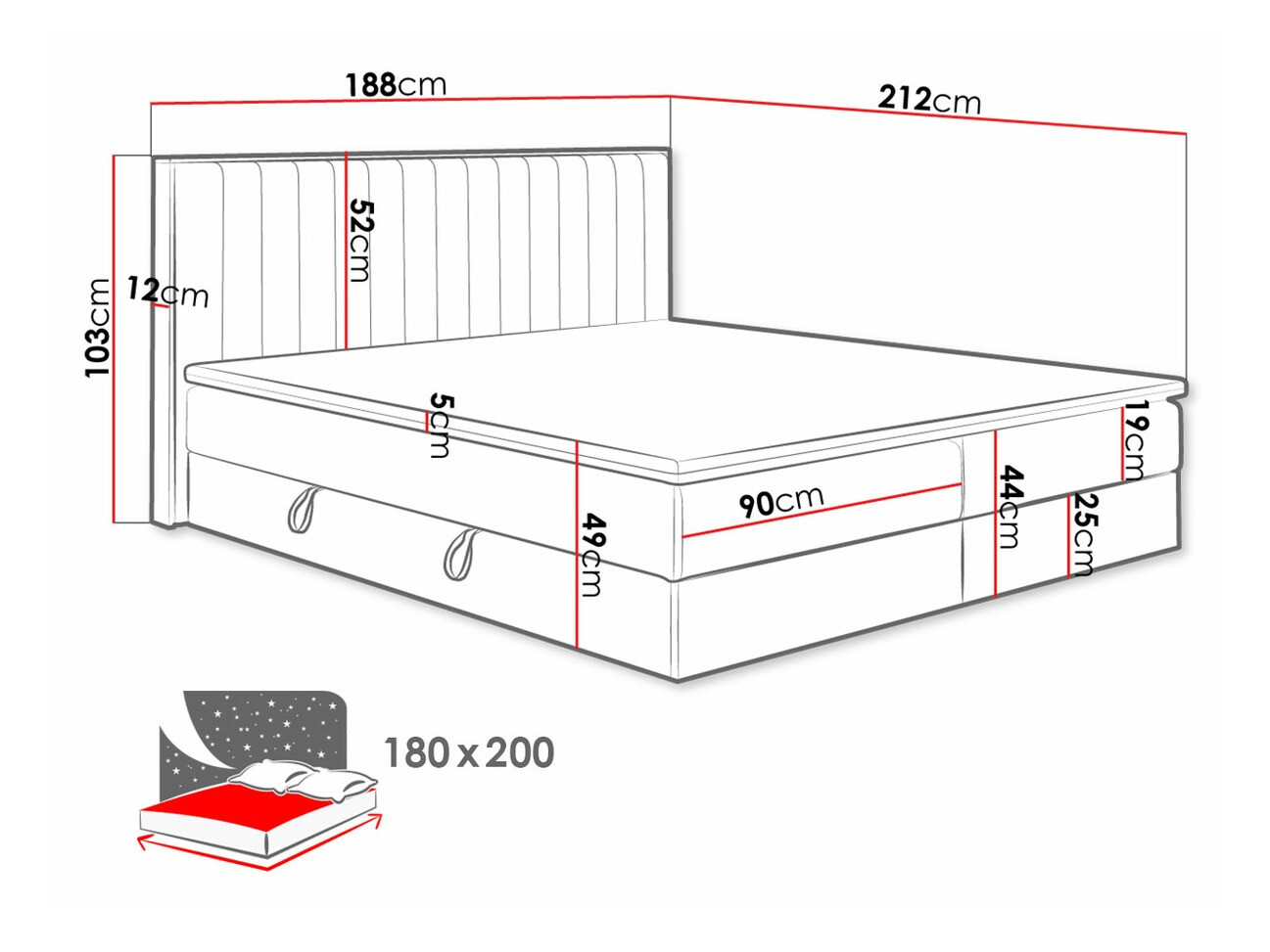 Continental bed ComfiDream Odelra (Soro 90)