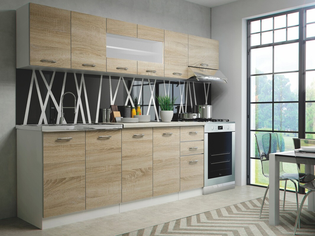 Kitchen set Houston 1182 (Sanoma oak + White + Beige)