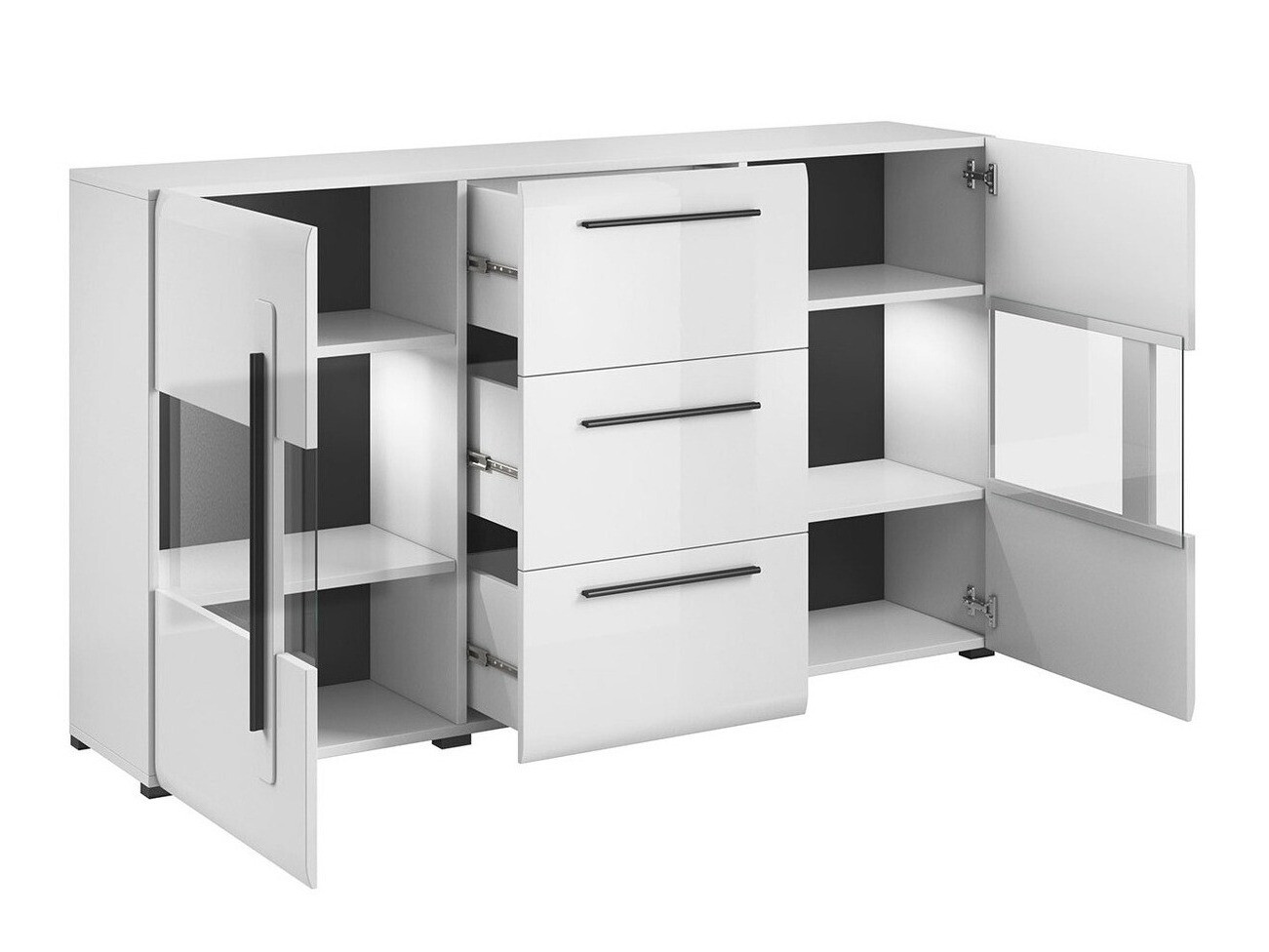 Chest of drawers Ophsalu 106 (White + Glossy white)