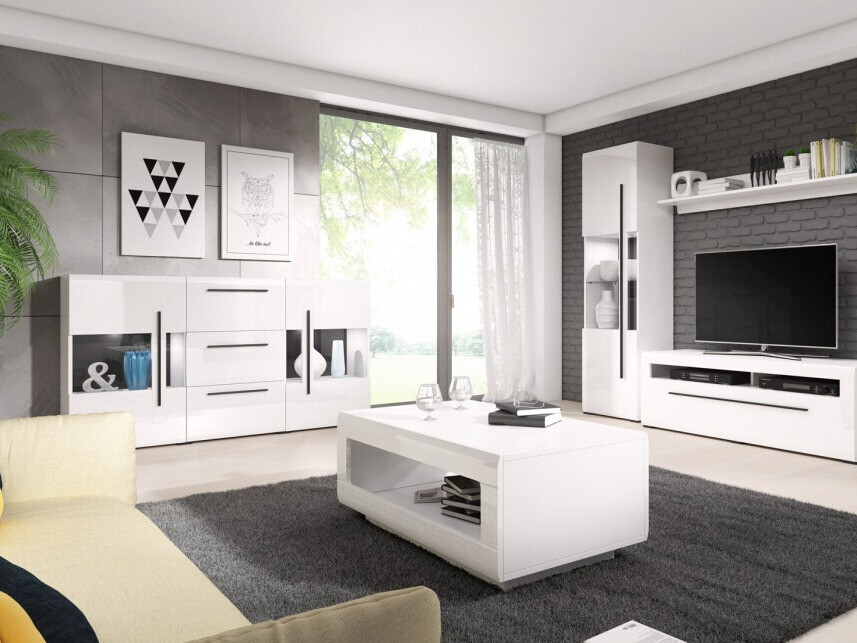 Chest of drawers Ophsalu 106 (White + Glossy white)