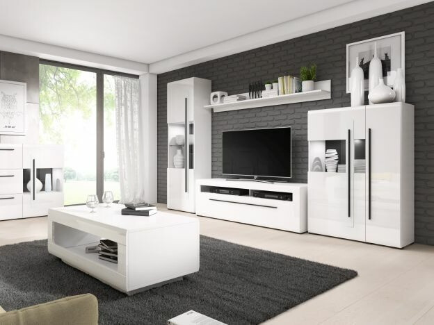 TV stand Ophsalu 103 (White + Glossy white)