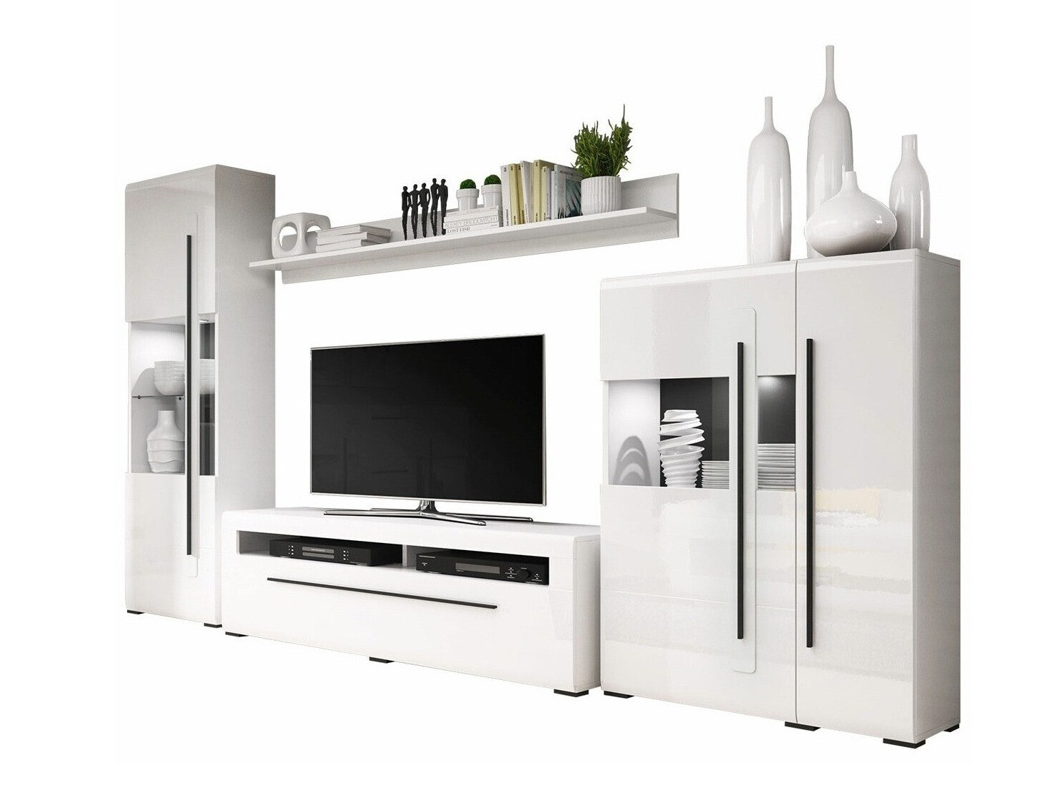 Living room set Ophsalu 111 (White + Glossy white)