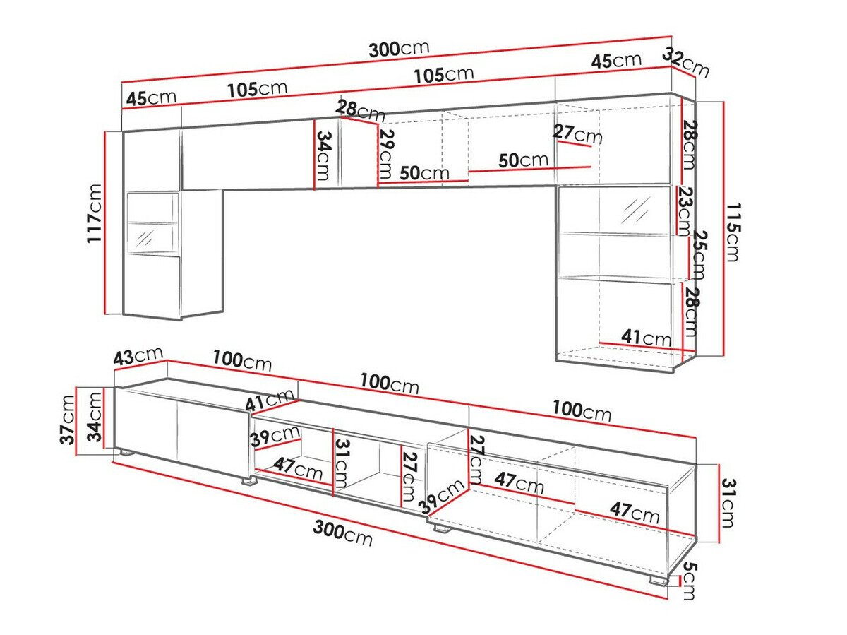 Living room set Remus XXIV (Black + Glossy black + Artisan oak)