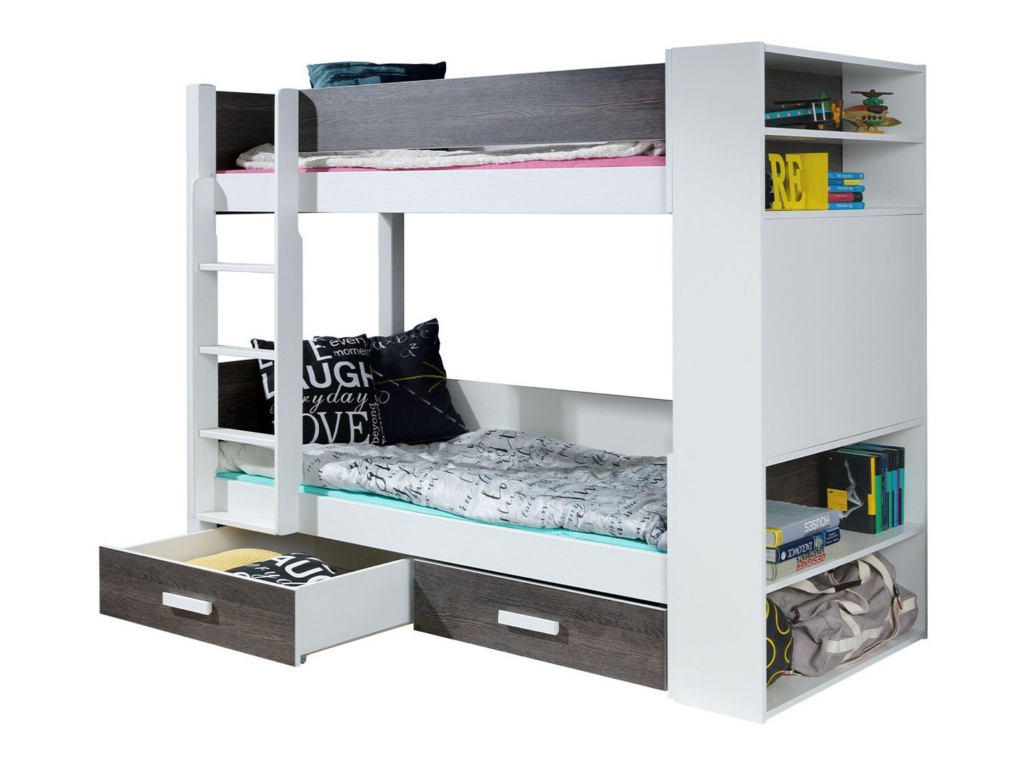 Bunk bed Henderson 141 (White + Dark Zebrano)