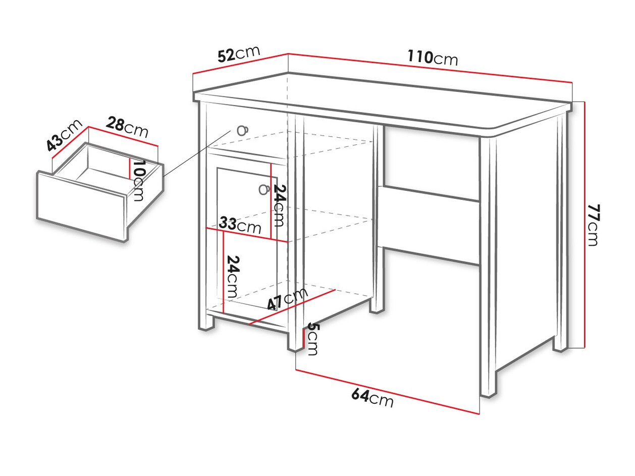 Desk Romelbo 139 (White + Oak)