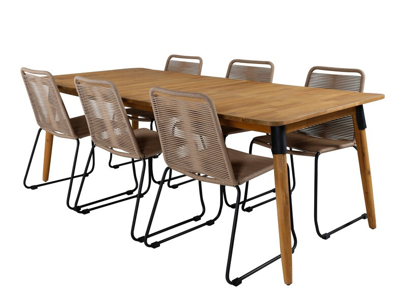 Table and chairs set Dallas 2879 (Light brown + Black)