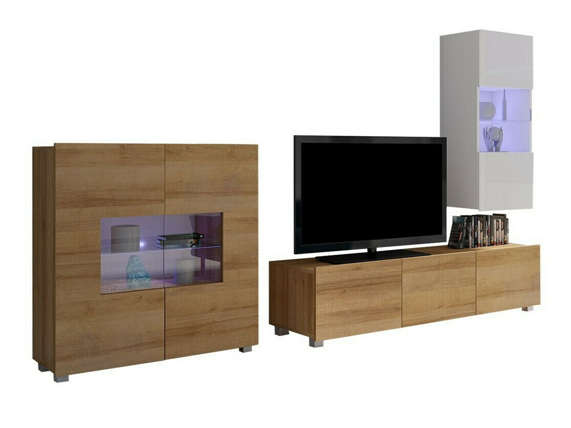 Living room set Remus VII (Golden oak + White + Glossy white)