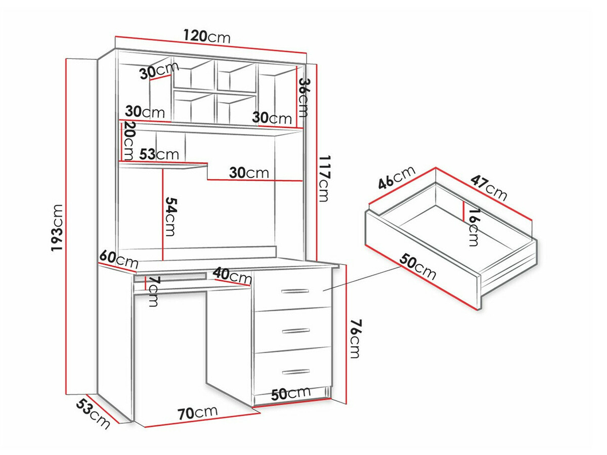 Desk Campus (White + Glossy white + Glossy pink)