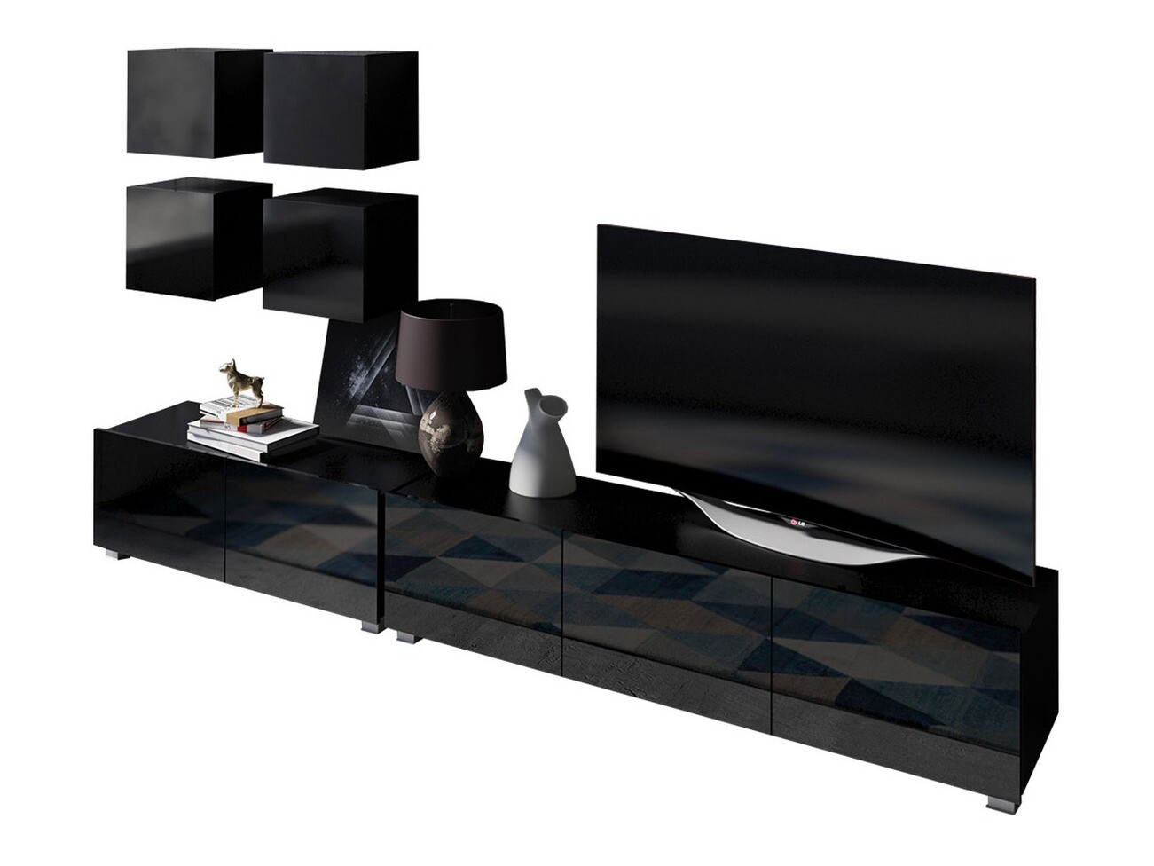 Living room set Remus XVIII (Black + Glossy black)