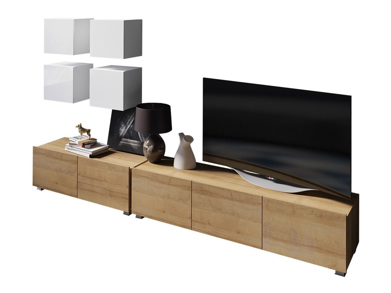 Living room set Remus XVIII (Golden oak + White + Glossy white)