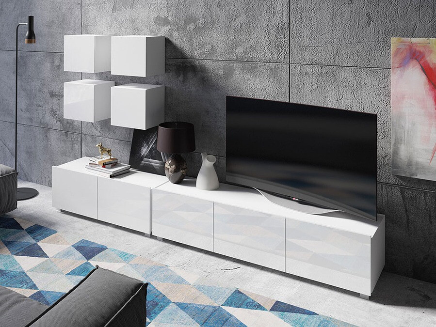 Living room set Tivdalu 132 (White + Glossy white)