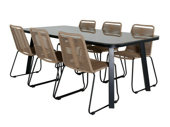 Table and chairs set Dallas 2477 (Light brown + Black)