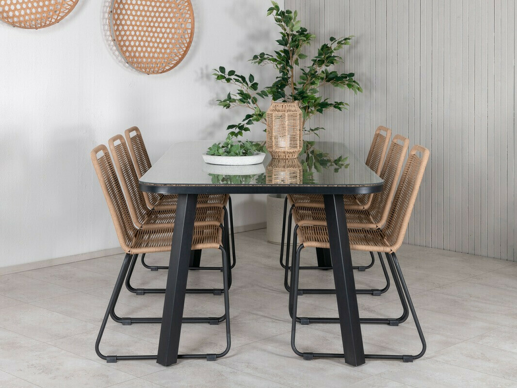Table and chairs set Dallas 2477 (Light brown + Black)