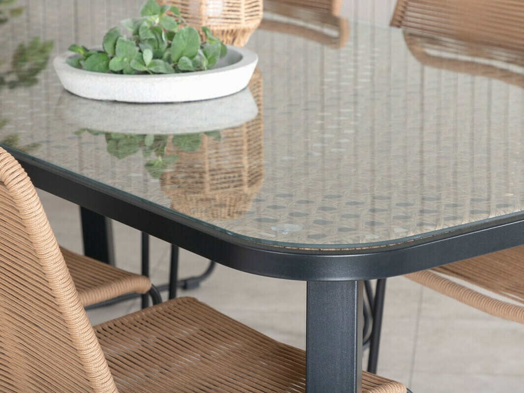 Table and chairs set Dallas 2477 (Light brown + Black)