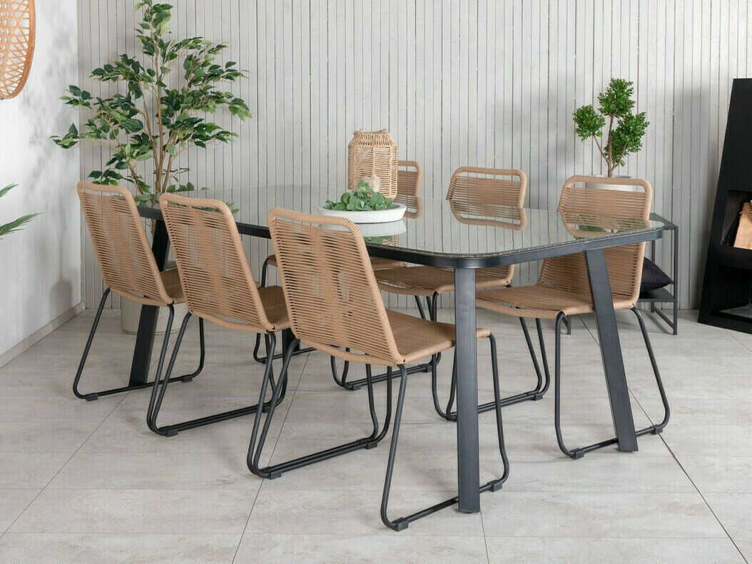 Table and chairs set Dallas 2477 (Light brown + Black)
