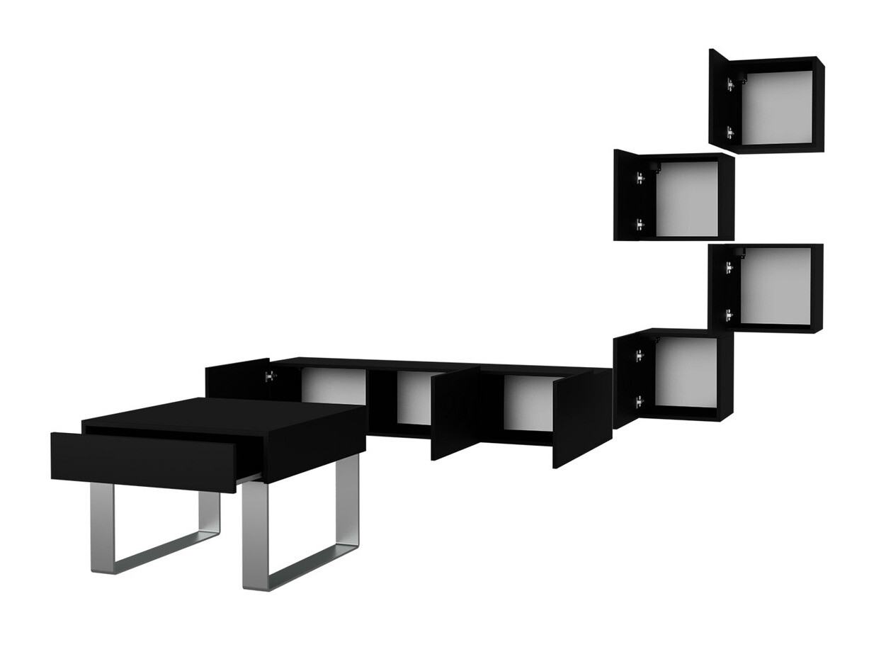 Living room set Tivdalu 139 (Black + Glossy black)