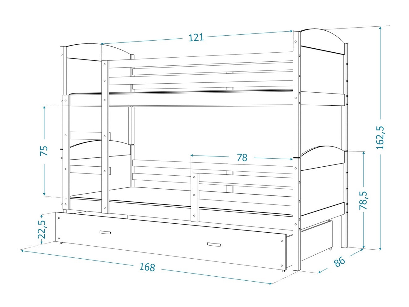Bunk bed Aurora 101 (Blue)