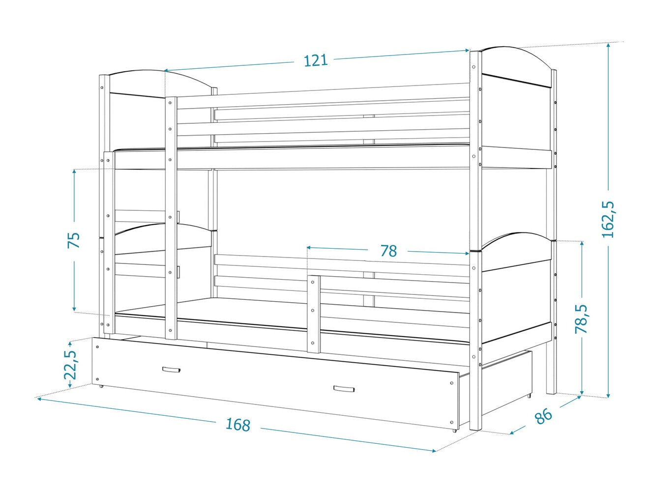 Bunk bed Aurora 101 (Grey)