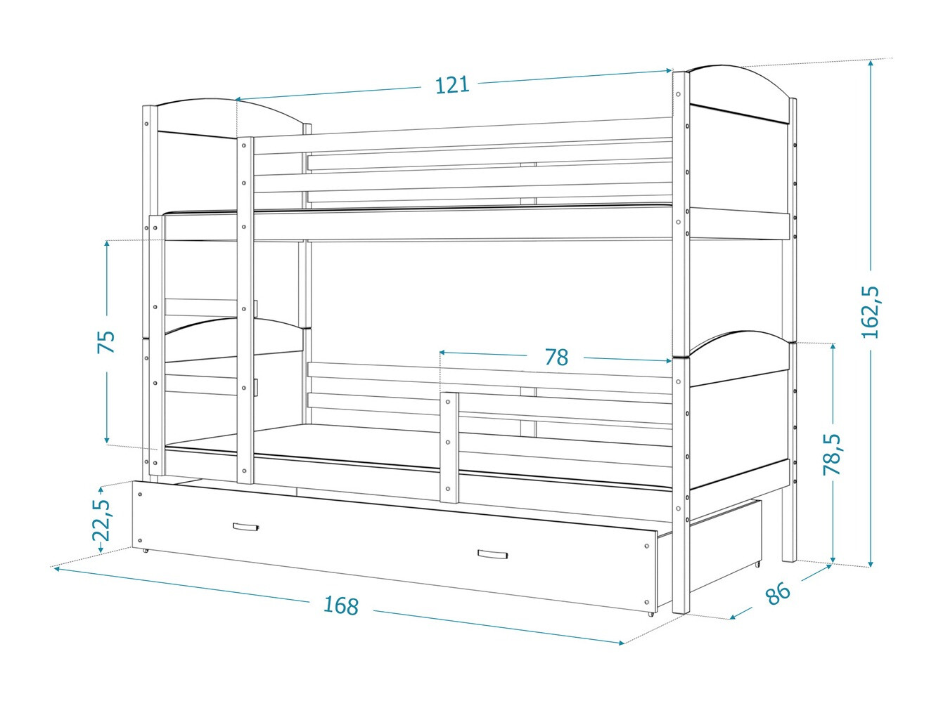 Bunk bed Aurora 101 (Pink)