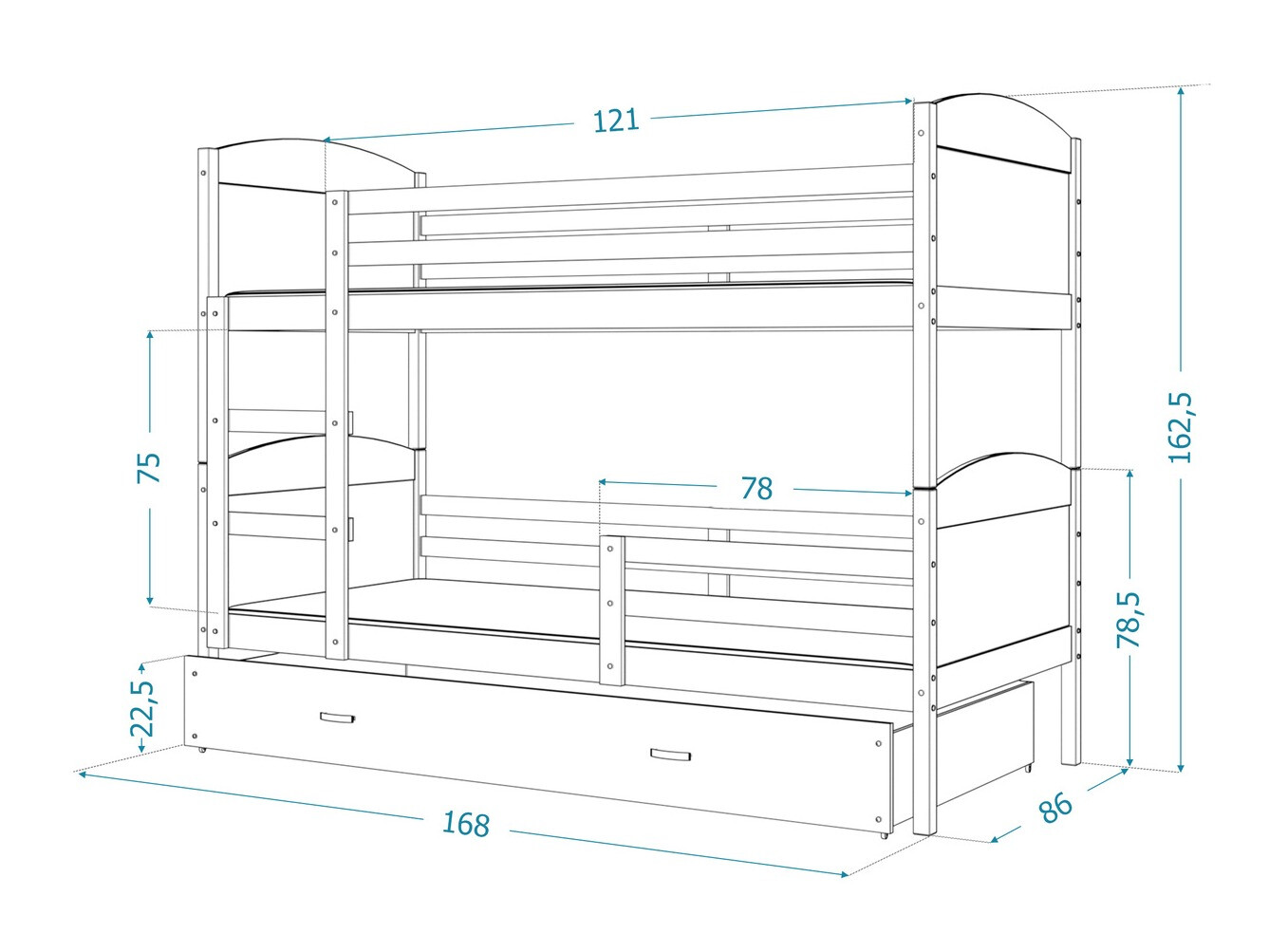 Bunk bed Aurora 101 (White)