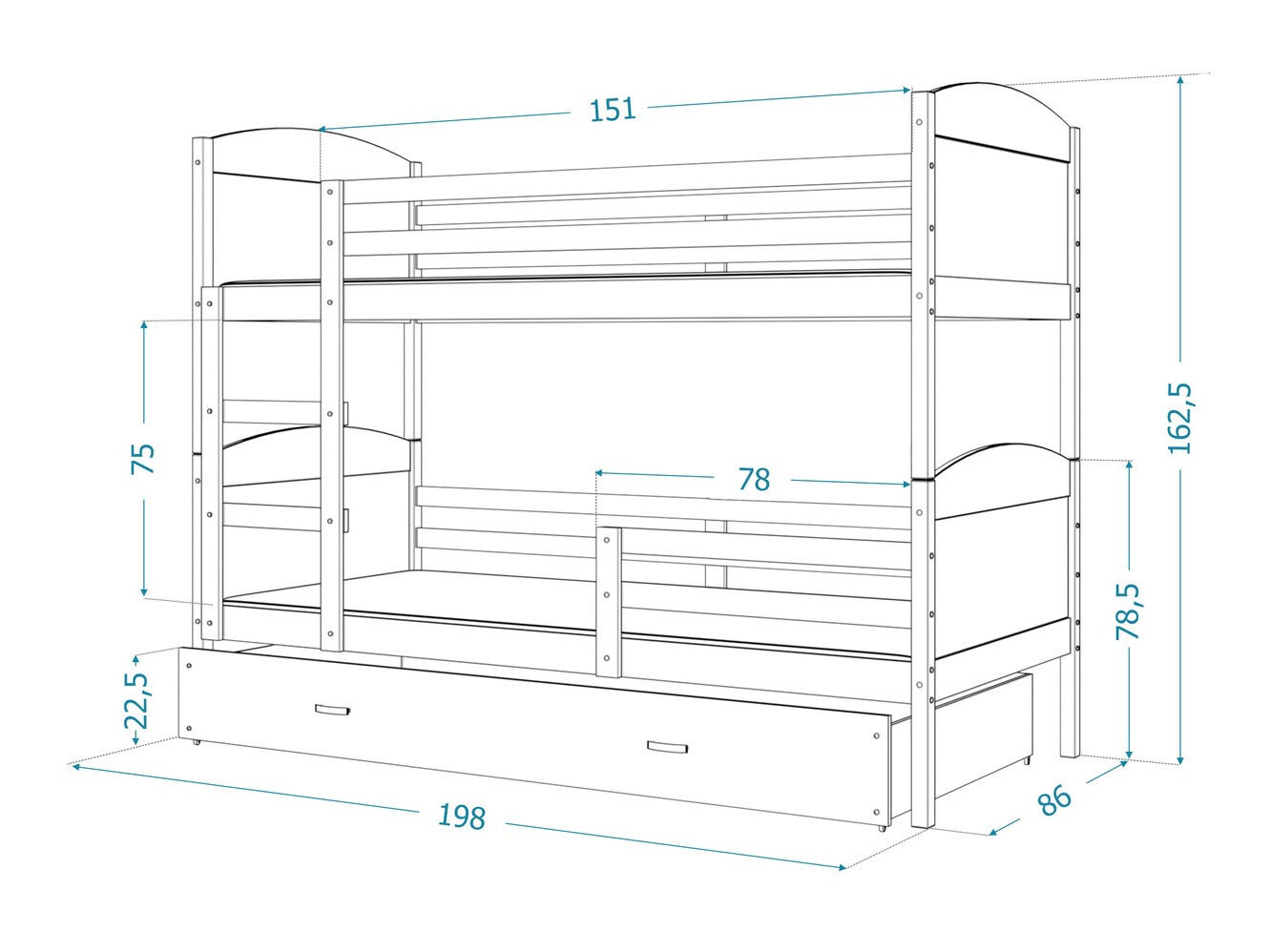 Bunk bed Aurora 102 (Blue)