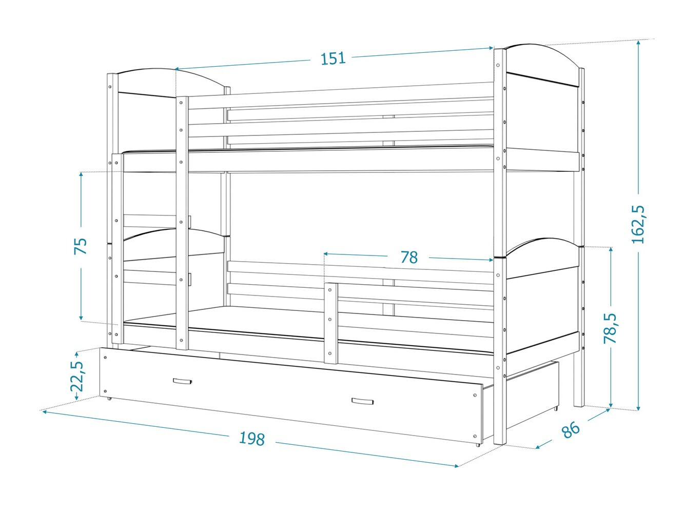 Bunk bed Aurora 102 (Blue)