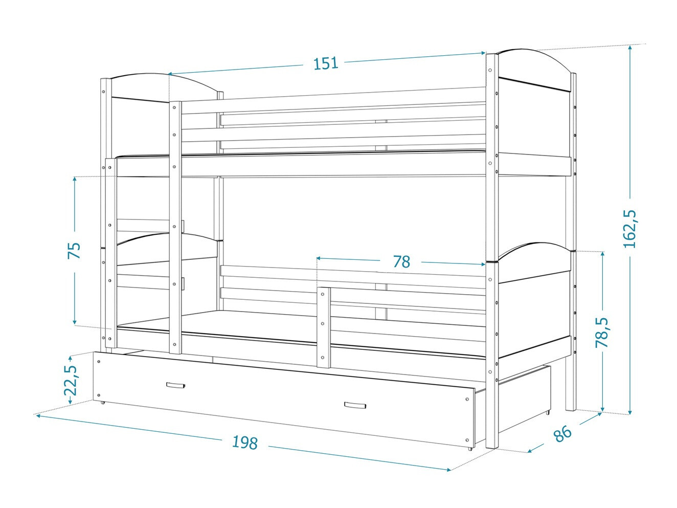 Bunk bed Aurora 102 (Grey)