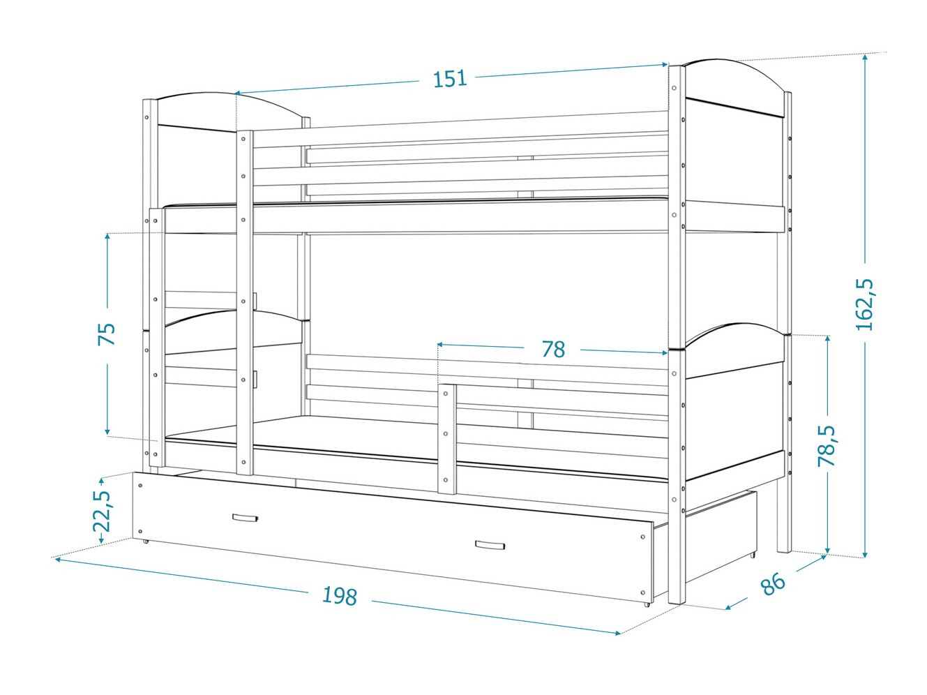 Bunk bed Aurora 102 (Grey)