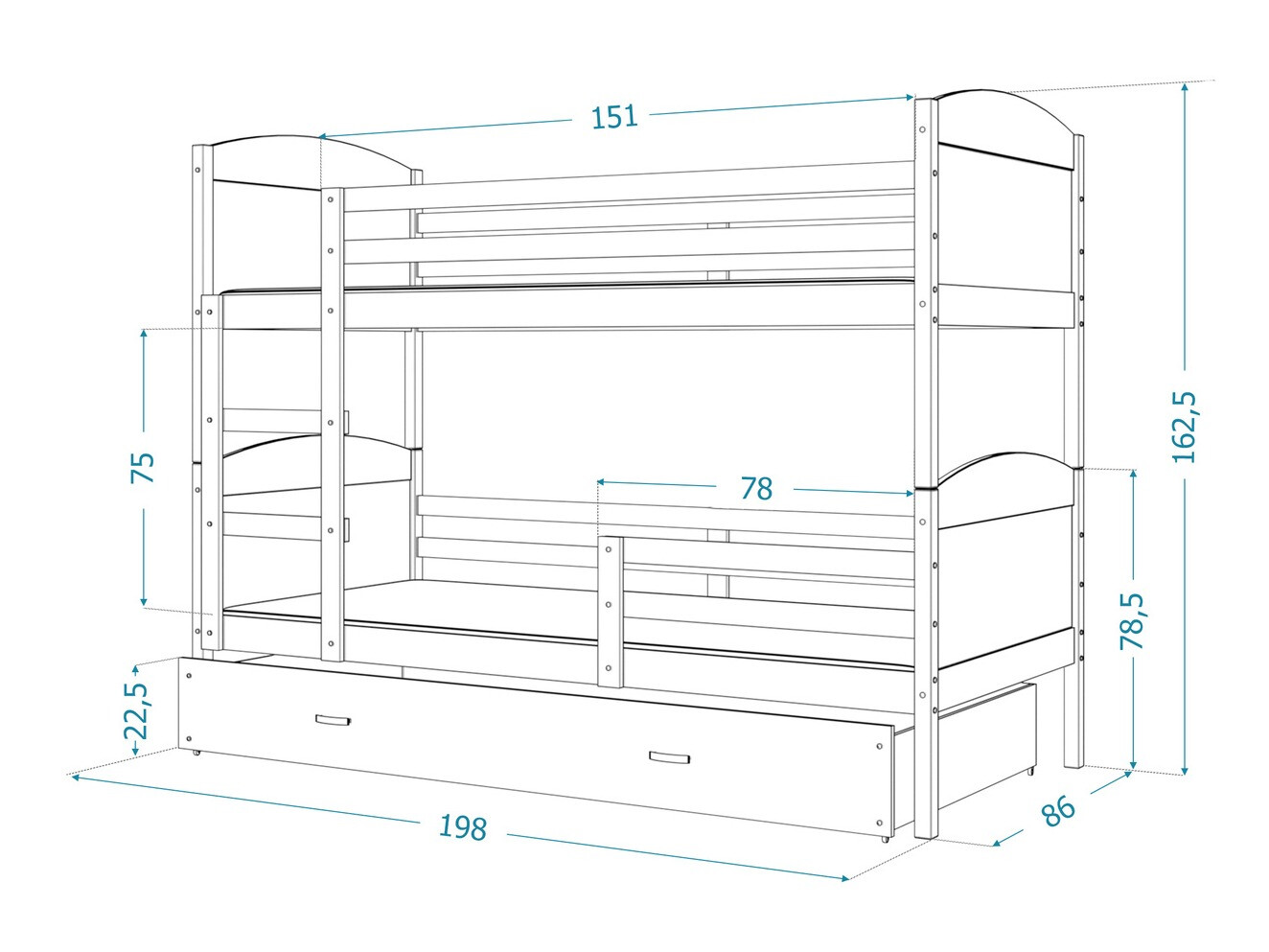 Bunk bed Aurora 102 (Pink)