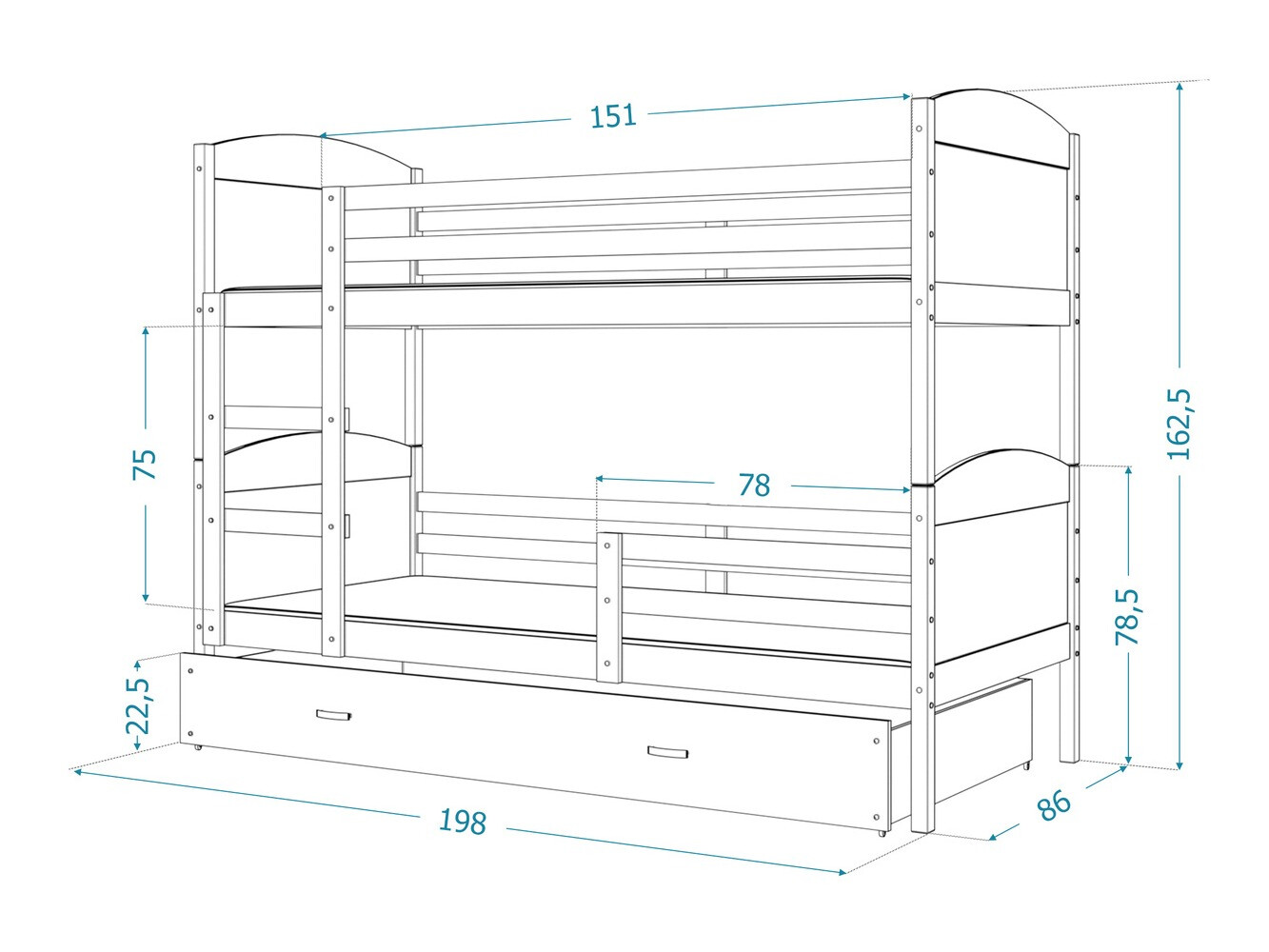 Bunk bed Aurora 102 (Pink)
