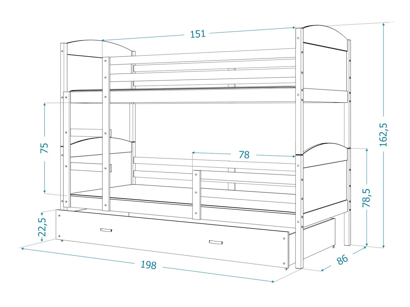 Bunk bed Aurora 102 (White)