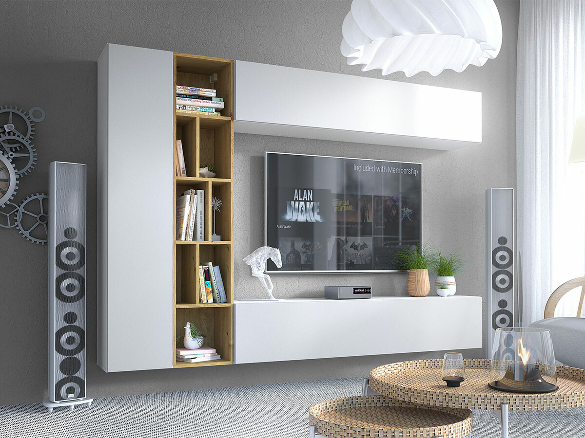 Living room set Comfivo Natura (White + Artisan oak)