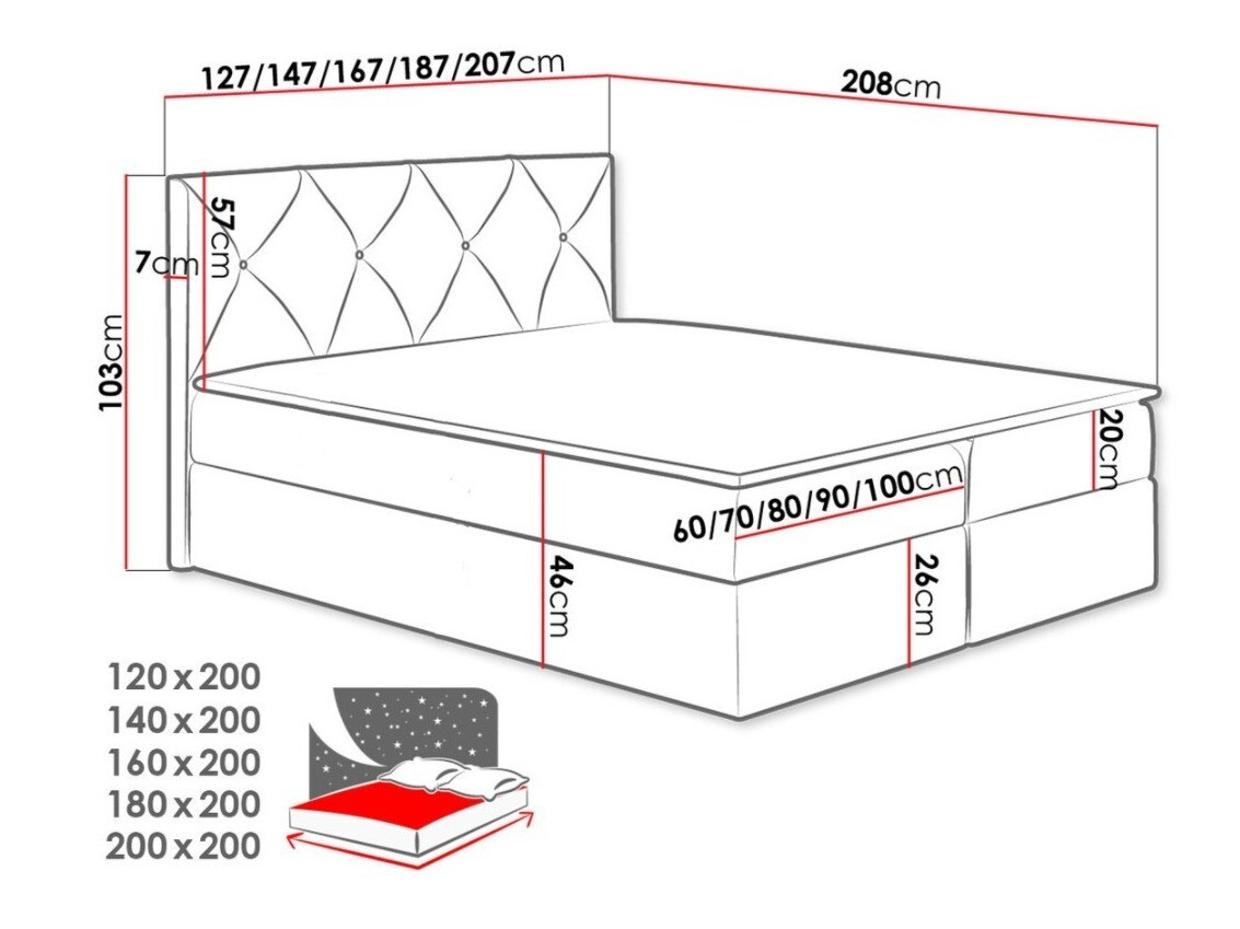 Continental bed Litus (Mono 242)