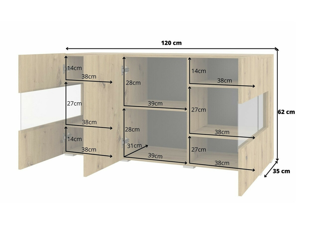 Sideboard Revmiru 102 (White + Wotan Oak)