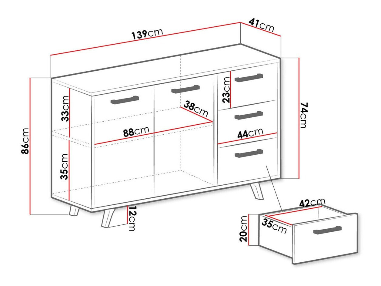 Chest of drawers Rosa (Blue + Golden)